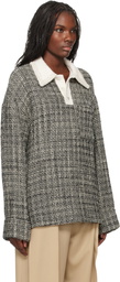 WOOYOUNGMI Black & White Multi Tweed Long Sleeve Polo