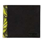 Prada Black and Yellow Saffiano Banana Bifold Wallet