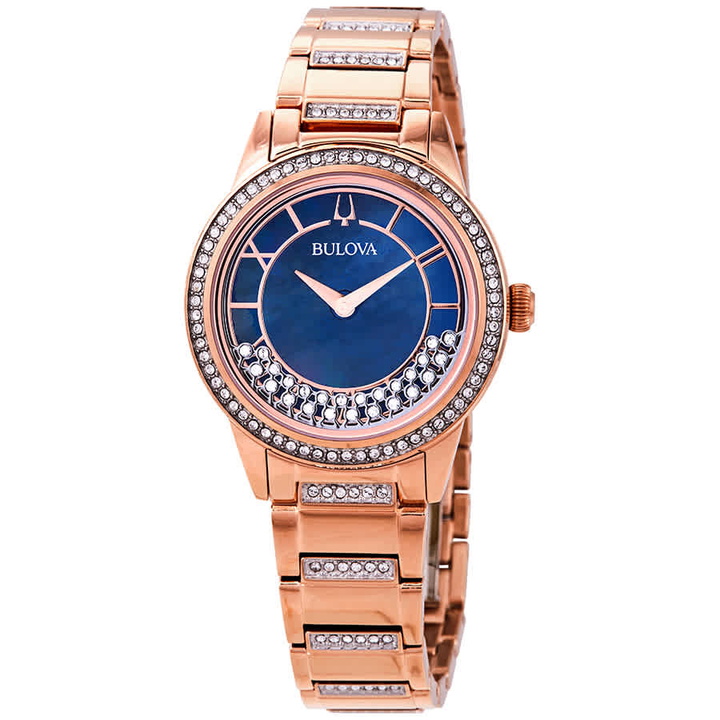 Photo: Bulova Crystal TurnStyle Blue Mother of Pearl Dial Ladies Watch 98L247