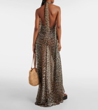 Ganni Leopard-print chiffon maxi dress