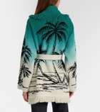 Alanui Wave Bloom fringed cotton-blend jacquard cardigan