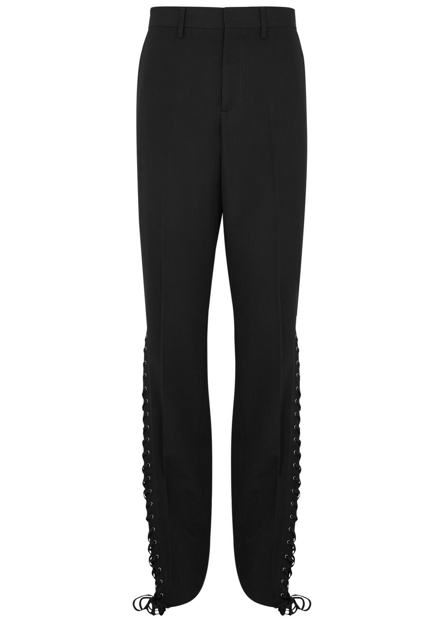 Jean Paul Gaultier Lace-up Straight-leg Wool Trousers Black Jean