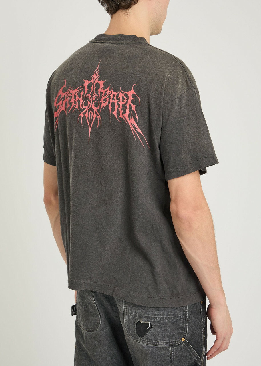 Saint Mxxxxxx X A Bathing Ape Skull Printed Cotton T-shirt Black