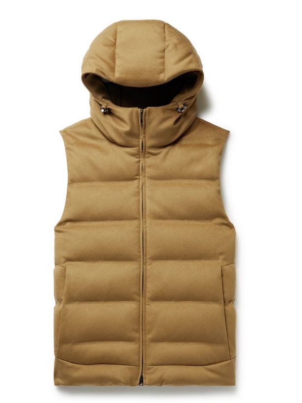 Photo: Loro Piana - Fillmore Quilted Storm System Cashmere Hooded Down Gilet - Brown