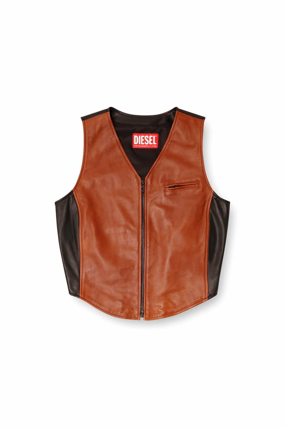 Diesel Cropped colour-block leather vest - Tops Womens in Multicolor