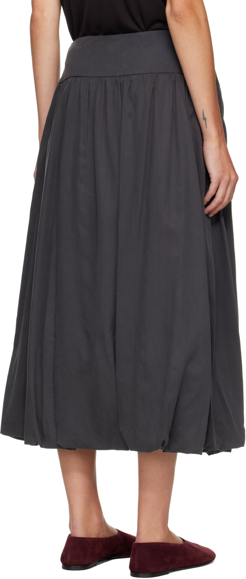 LE17SEPTEMBRE Gray Fluid Balloon Midi Skirt