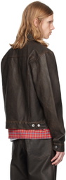 Sunflower Brown Distressed Faux-Leather Jacket