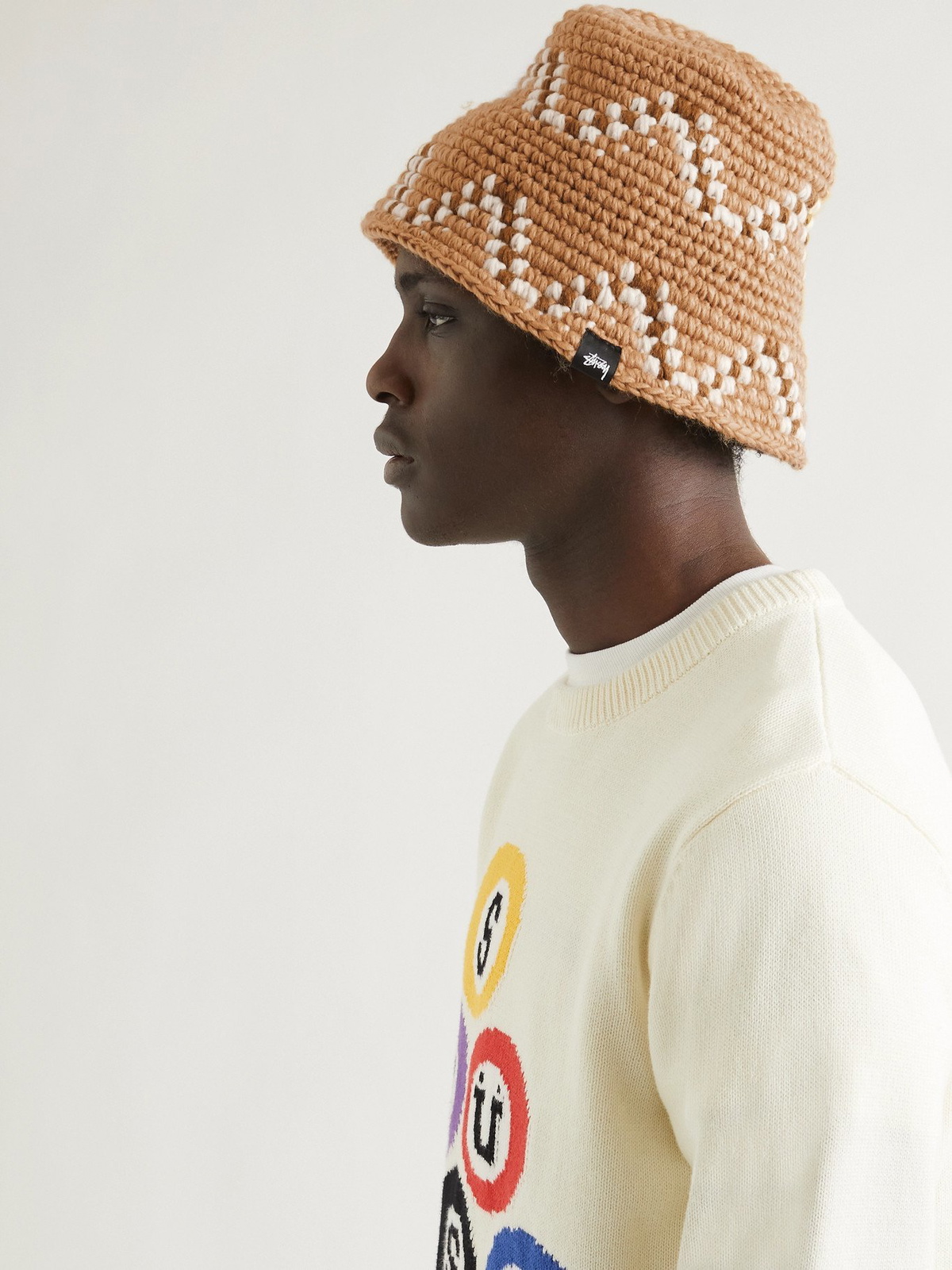 STÜSSY - Giza Jacquard-Knit Bucket Hat - Brown