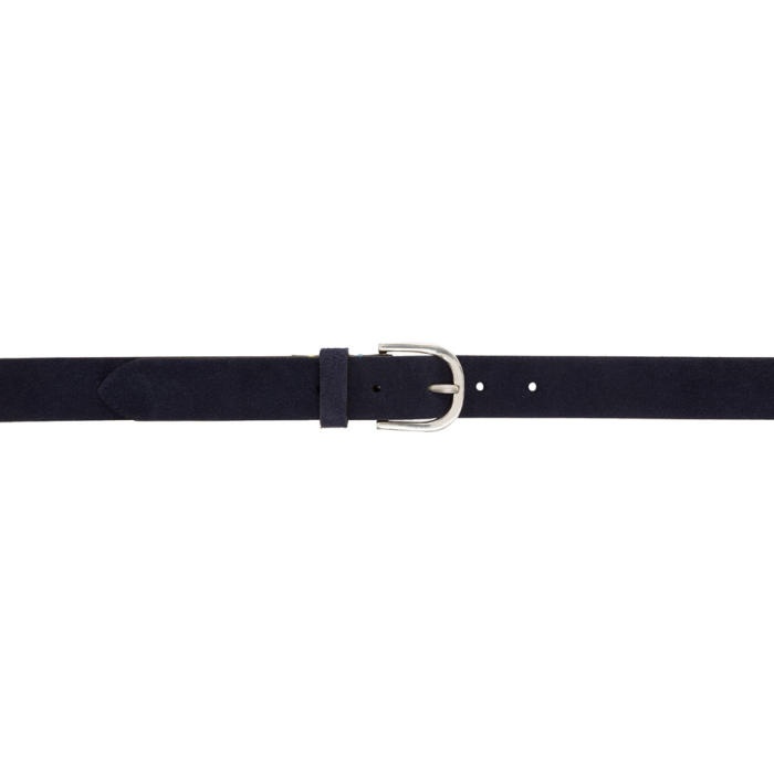 Photo: PS by Paul Smith Navy Suede Stitch Belt 