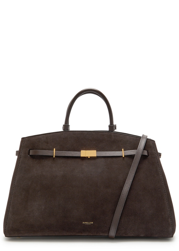 Photo: Demellier The Hudson Grained Leather top Handle bag - Dark Brown - One Size
