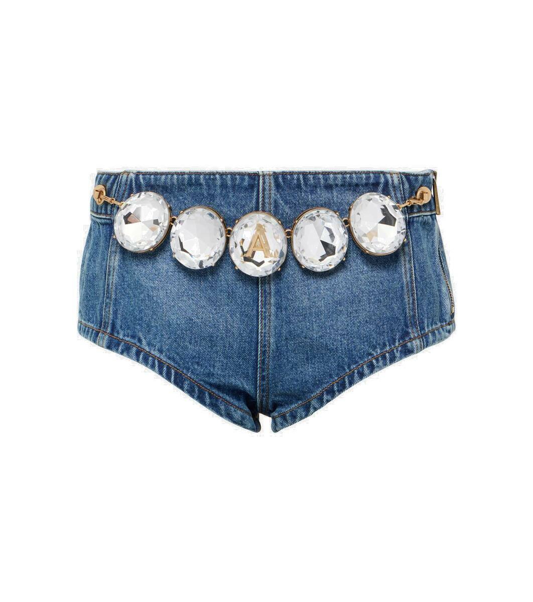 Area - Mohair fur-trimmed embroidered shorts AREA