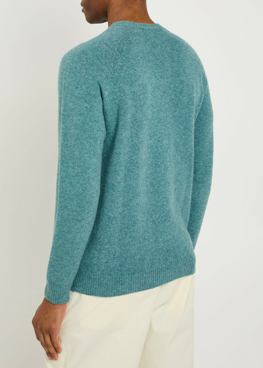 Sunspel Melangé Wool Jumper Light Blue