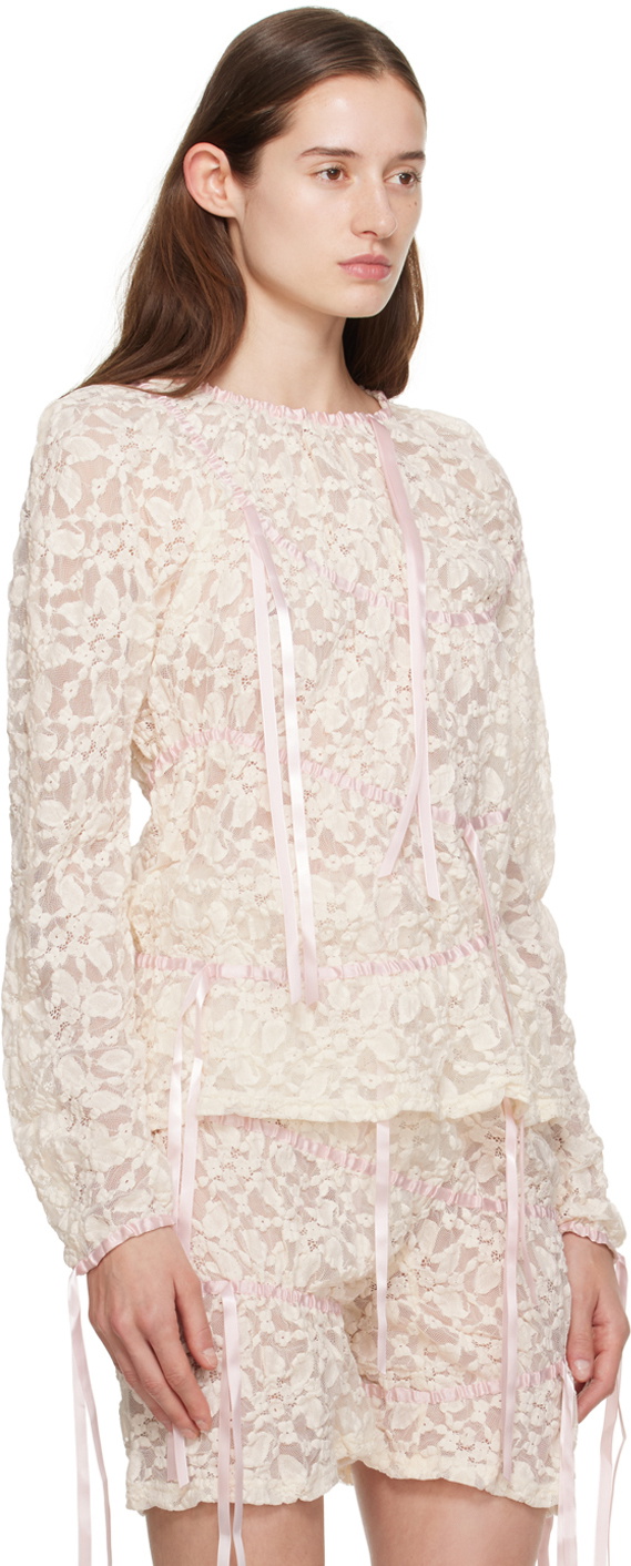 Yuhan Wang Off-White Floral Blouse