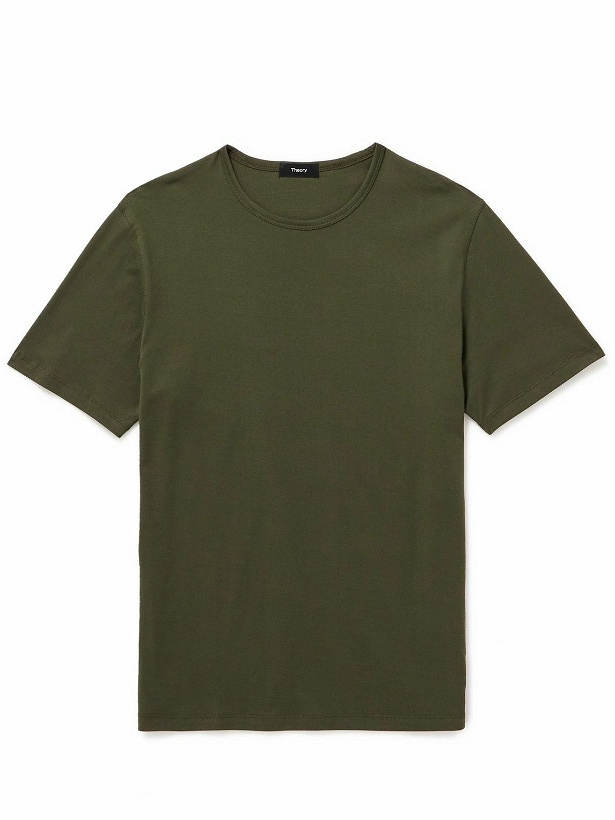 Photo: Theory - Precise Mercerised Cotton-Jersey T-Shirt - Green