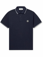 Stone Island - Logo-Appliquéd Stretch-Cotton Piqué Polo Shirt - Blue