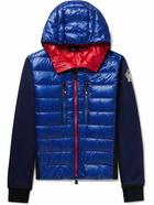 Moncler Grenoble - Quilted Shell-Panelled Jersey Hooded Down Ski Jacket - Blue