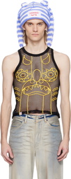Charles Jeffrey LOVERBOY SSENSE Exclusive Black & Yellow Graphic Net Tank Top