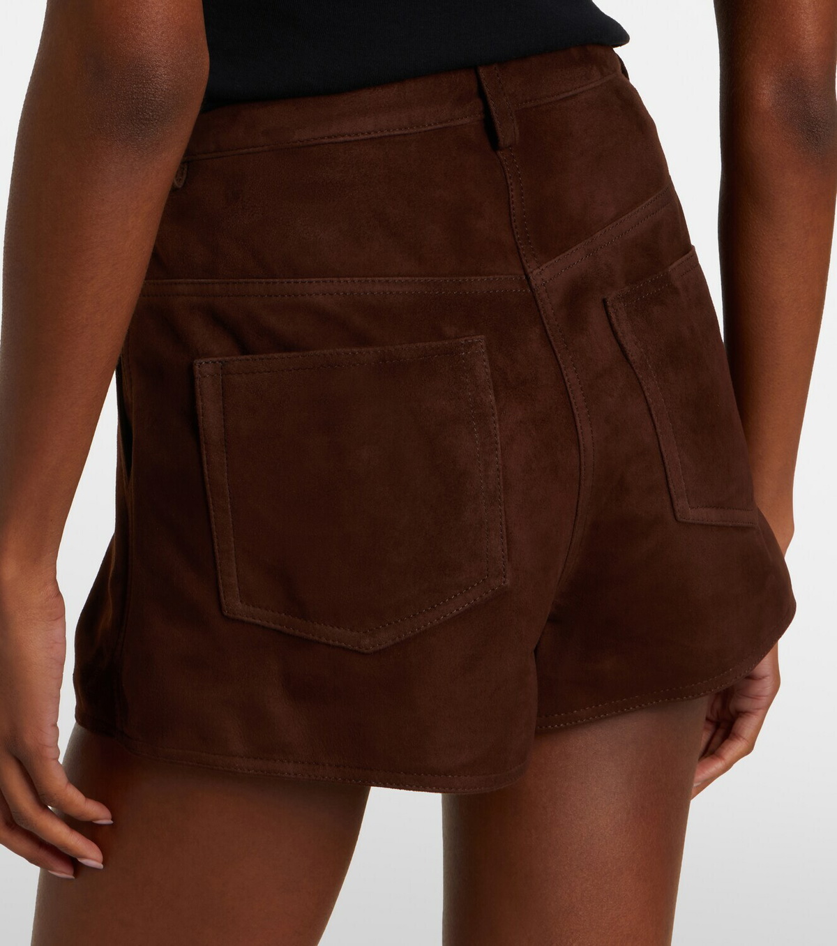 Nour Hammour Leontine suede shorts