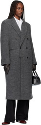 TONYWACK Gray Textured Wool & Alpaca Fitted Double-Breasted Coat