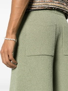 Nanushka Green Drawstring-Waist Knitted Shorts