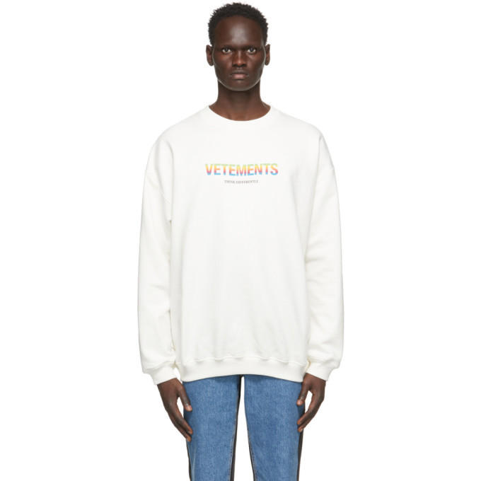 Photo: VETEMENTS White Think Differently Sweatshirt