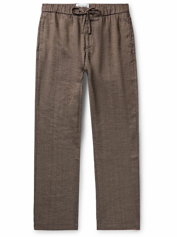 Photo: Frescobol Carioca - Oscar Straight-Leg Linen and Cotton-Blend Drawstring Trousers - Brown