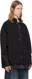 Juun.J Black Horizontal Stitched Denim Shirt