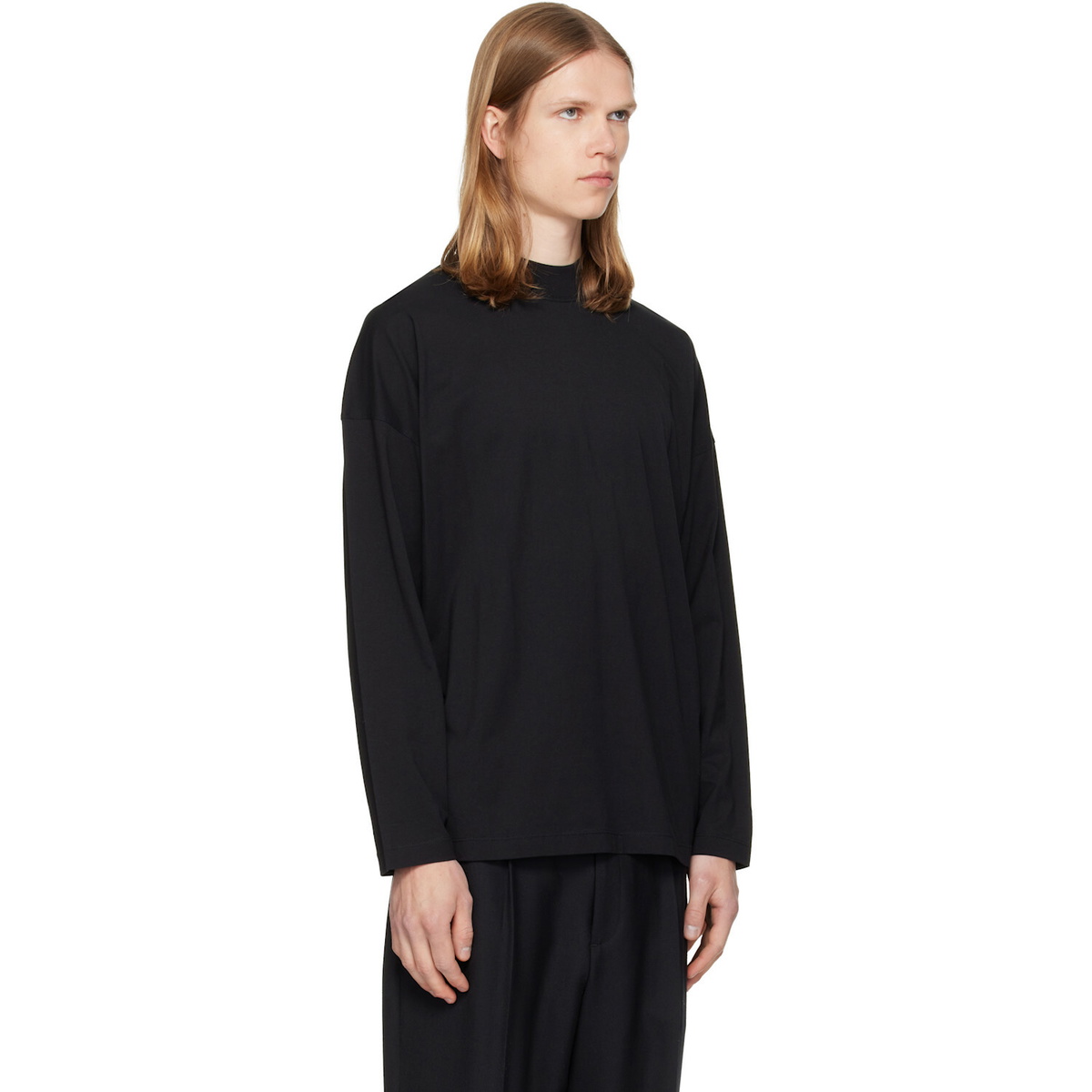 Jil Sander Black Cotton Mock-Neck T-shirt