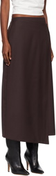 TONYWACK Brown Wool Wrap Midi Skirt
