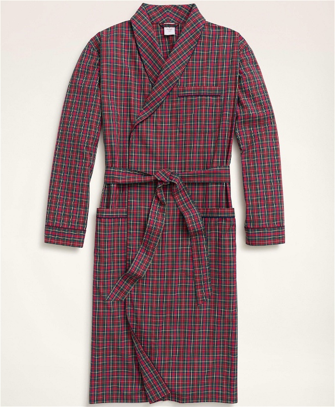 Photo: Brooks Brothers Men's Cotton Broadcloth Tartan Robe | Red