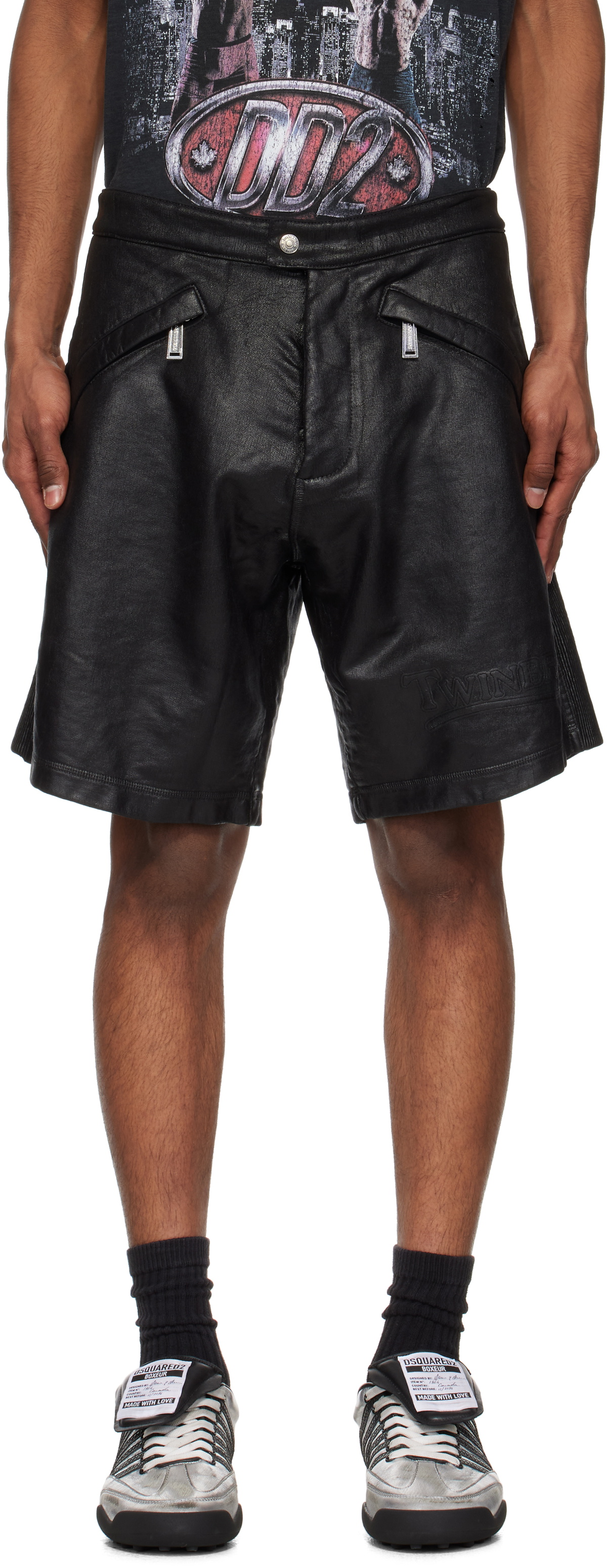 Dsquared2 Black Big Boxer Biker Shorts