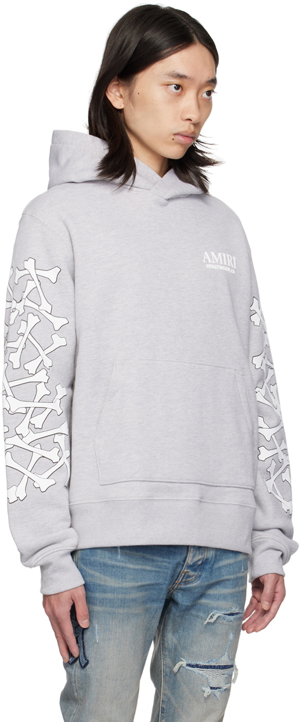 24PF new/AMIRI ボーンズスタックドロゴパーカー Hoodie Gray Gray Bones Hoodie by AMIRI on Sale