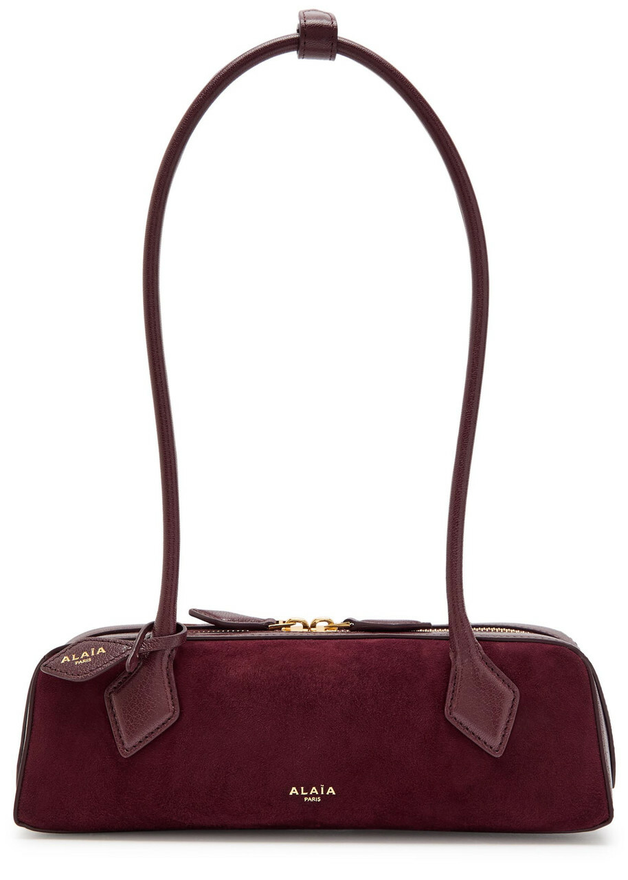 Alaïa Le Teckle Small Leather and Suede Shoulder bag - Burgundy - One Size