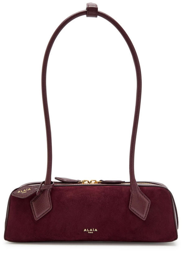 Photo: Alaïa Le Teckle Small Leather and Suede Shoulder bag - Burgundy - One Size