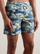 Palm Angels - Straight-Leg Mid-Length Printed Swim Shorts - Blue
