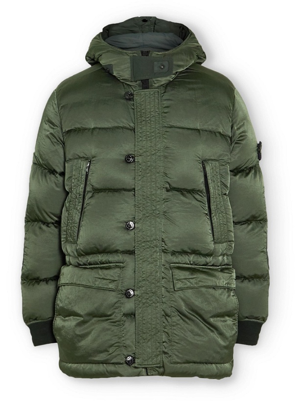 Photo: Stone Island - Logo-Appliquéd Quilted Coated-Shell Down Parka - Green