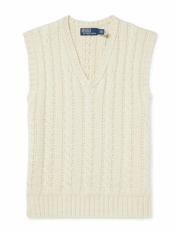 Photo: Polo Ralph Lauren - Cable-Knit Cotton and Cashmere-Blend Sweater Vest - White