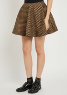 Ganni Gingham Crinkled Taffeta Mini Skirt Dark Brown