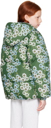 Mini Rodini Kids Green Daisys Puffer Jacket