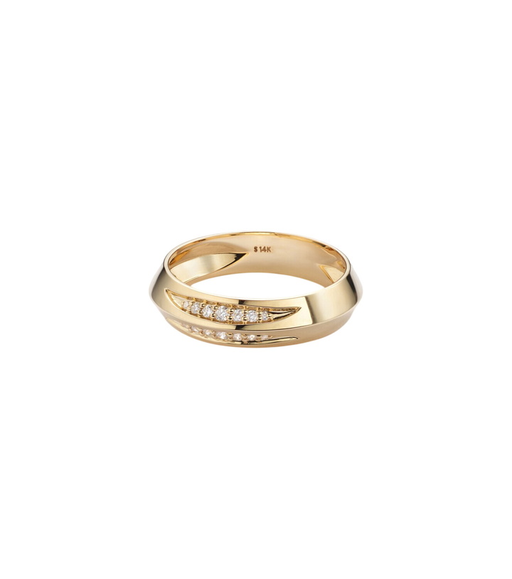 Photo: Stone and Strand Knife Edge 14kt gold ring with diamonds