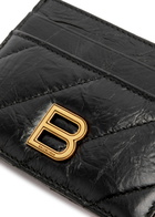 Balenciaga Crush Crinkled Leather Card Holder - Black - One Size