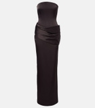 Alex Perry Draped satin crêpe bustier gown