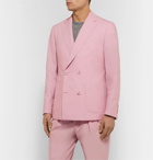 Officine Generale - Leon Unstructured Double-Breasted Cotton-Poplin Suit Jacket - Pink