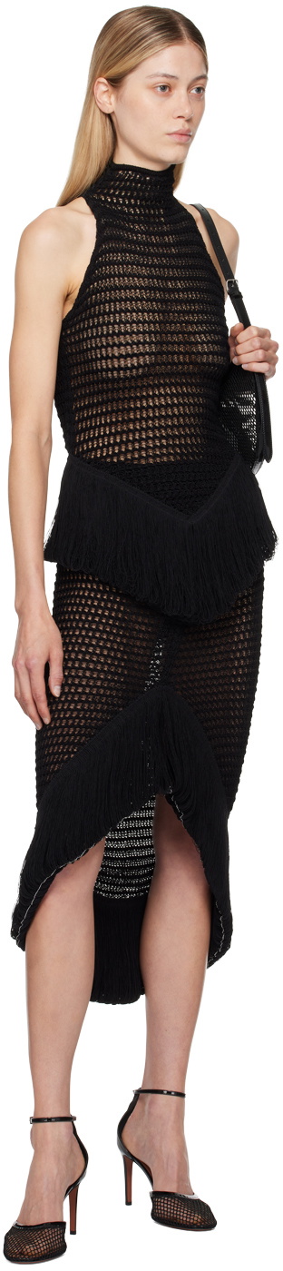 ALAÏA Black Fringes Tank Top
