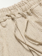 Kingsman - Straight-Leg Striped Cotton-Blend Seersucker Drawstring Shorts - Neutrals