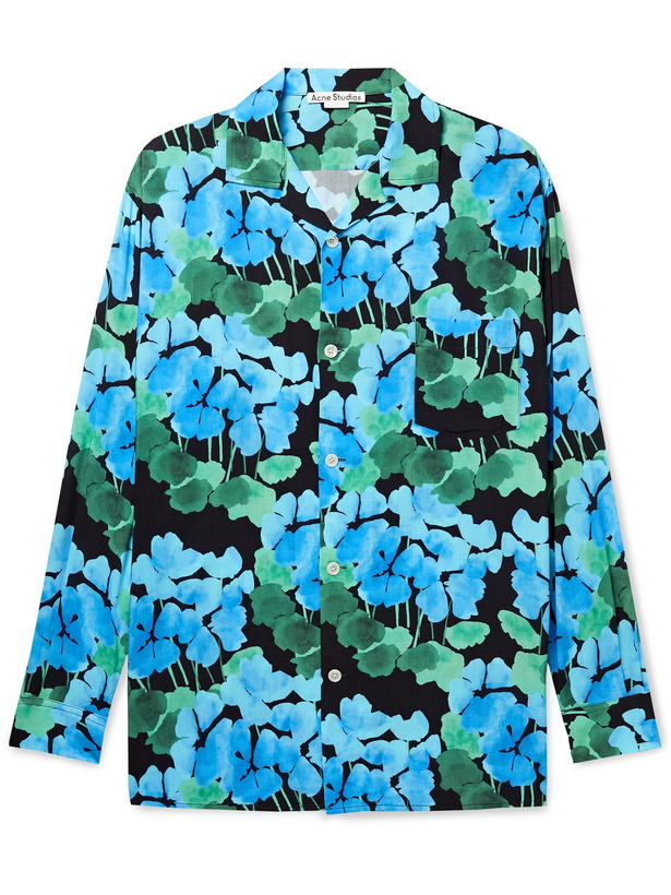 Photo: Acne Studios - Oversized Camp-Collar Floral-Print Woven Shirt - Blue