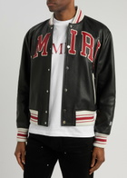Amiri Logo Leather Varsity Jacket Black