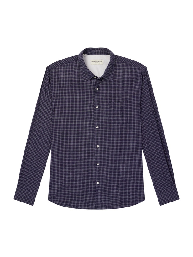 Photo: Officine Générale - Benoit Checked Cotton-Blend Voile Shirt - Blue
