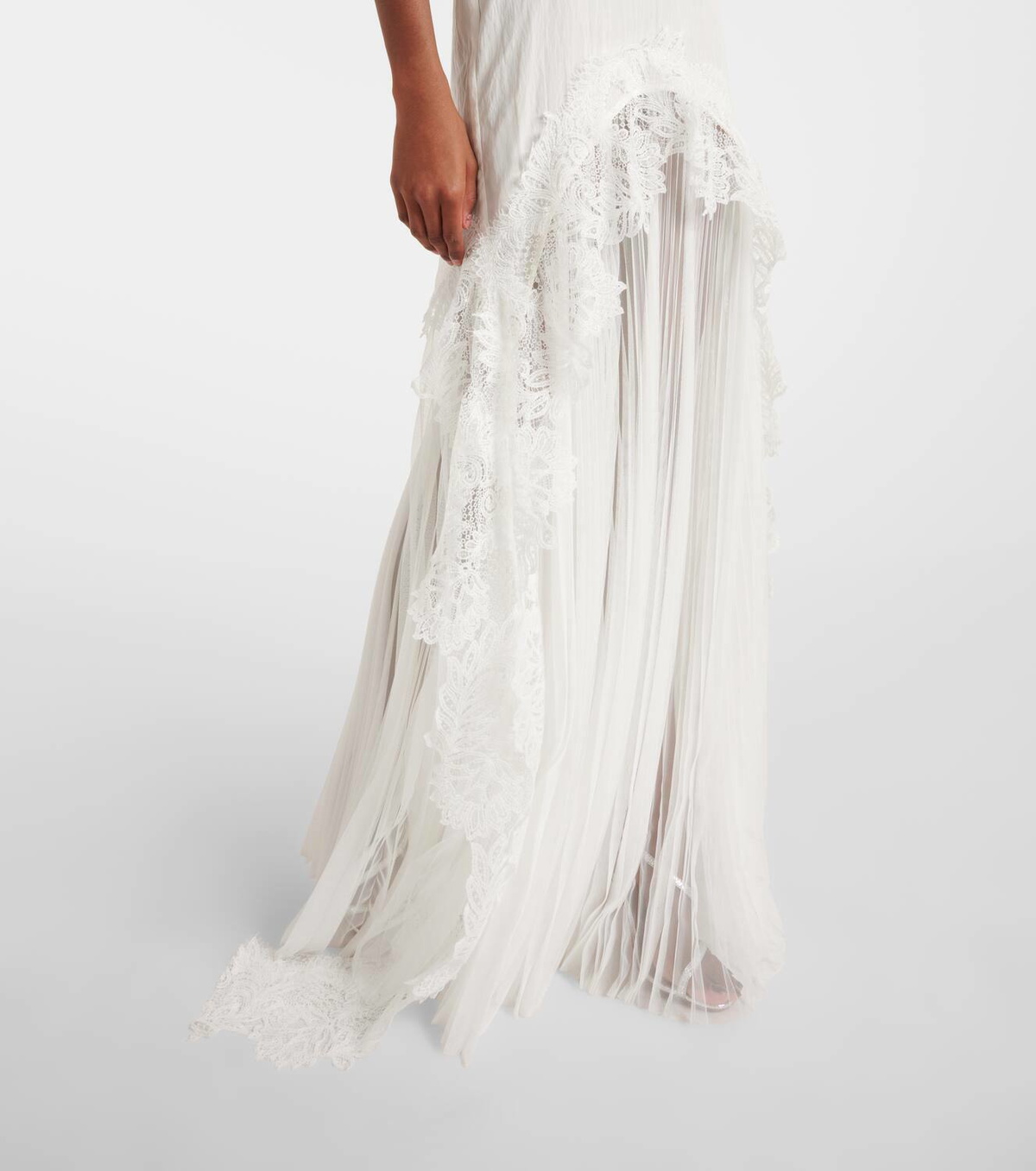 David Koma Taffeta and tulle lace-trimmed gown David Koma