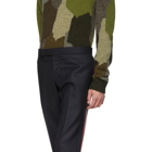 Thom Browne Navy Wool Side Stripe Low-Rise Skinny Trousers